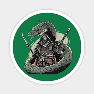 samurai and snake Magnet